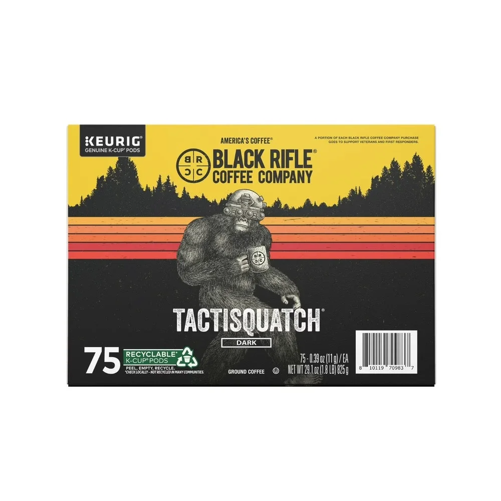 Black Rifle Coffee Company Tactisquatch K-Cup Coffee Pods, Dark Roast, 75ct